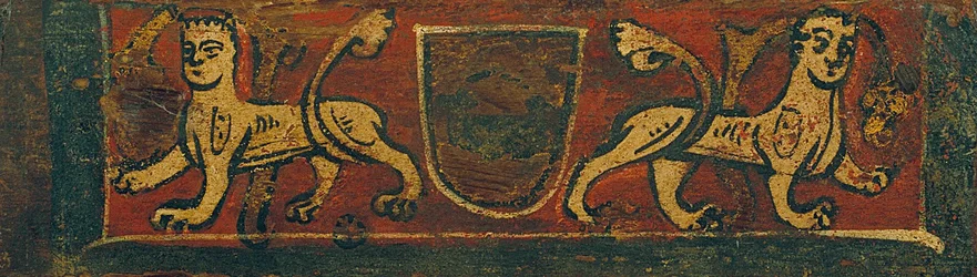 Kleine cassette plafondpaneel met wapenschild en manticores